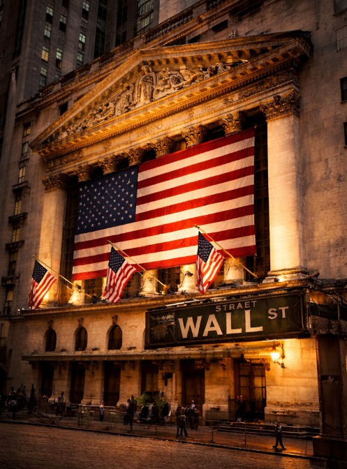 Wall Street sign outside the stock exchange